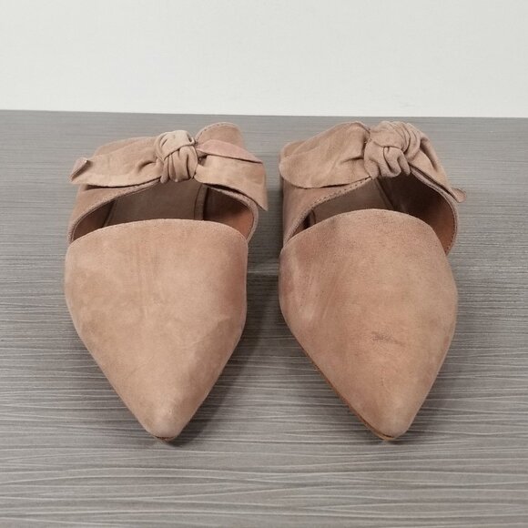 Jeffrey Campbell Charlin Pointed Toe Bow Flat, Blush Suede, Womens Size 9 M - Picture 2 of 9